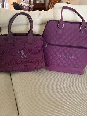 Purple Quilted Tote Bag with Dual Handles - Unbranded